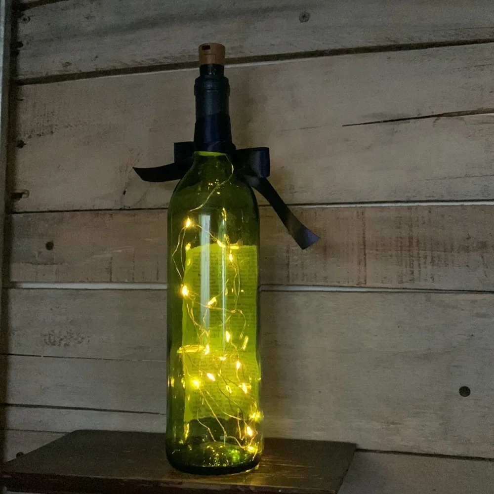 Handcrafted, up-cycled, decoupage Grimm Wine Bottle lantern